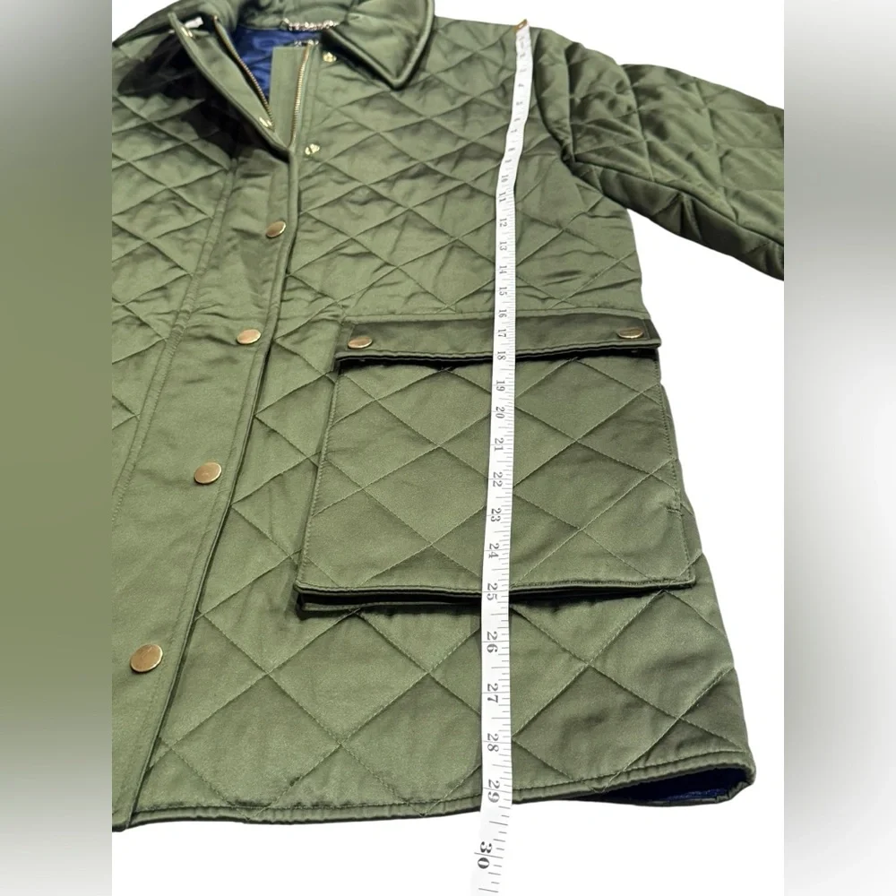 J. Crew Collection Women's Quilted Barn Jacket™ in High-shine Satin Green‎ Small